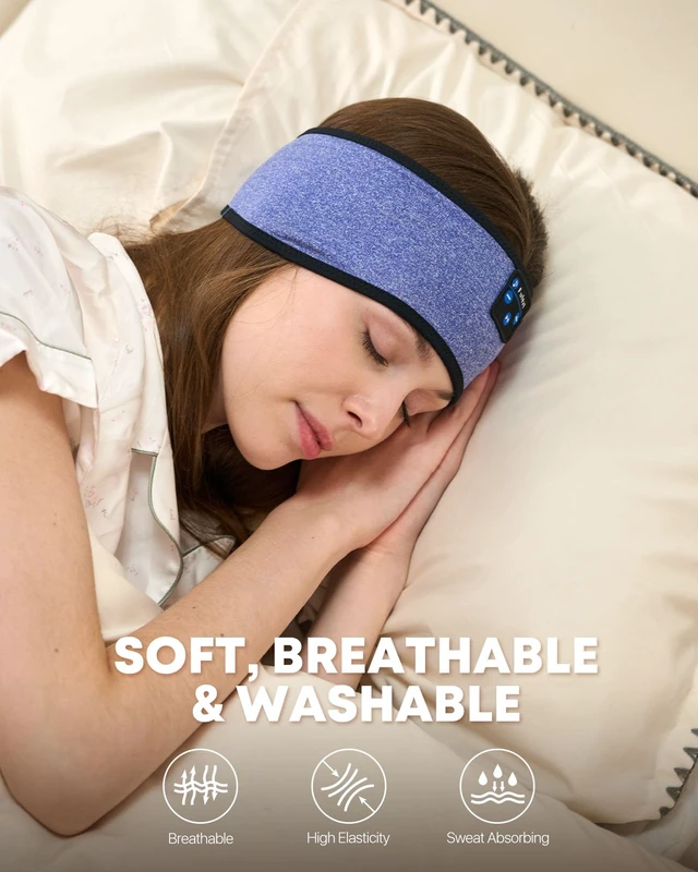 Alt view image 6 of 7 - Sleep Headphones Bluetooth 5.4 Headband, Sleeping Headphones with Built-in HD Stereo Speaker for Side Sleepers, Wireless Music Headband Headphones for Sports, Workout, Cool Gadget Gift