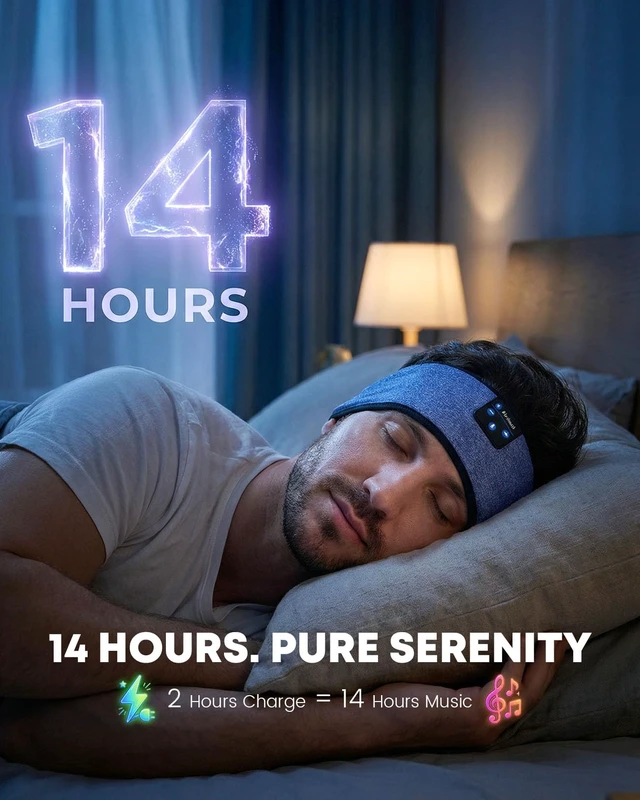 Alt view image 7 of 7 - Sleep Headphones Bluetooth 5.4 Headband, Sleeping Headphones with Built-in HD Stereo Speaker for Side Sleepers, Wireless Music Headband Headphones for Sports, Workout, Cool Gadget Gift
