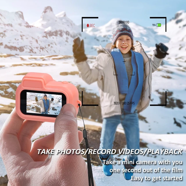 Alt view image 2 of 5 - Mini Keychain Camera, FHD 1080p 8MP Mini Digital Camera with 32GB SD Card, 8 Creative Filters, 0.96" HD Display, 100 Mins Battery Life for Decorate Travel Recording Gifts (Pink)