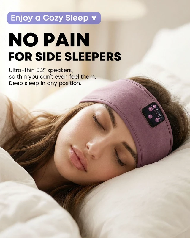 Alt view image 2 of 7 - Sleep Headphones Headband for Side Sleepers - Bluetooth Wireless Music Headband with Stereo Speakers, Sweatproof for Sports and Meditation