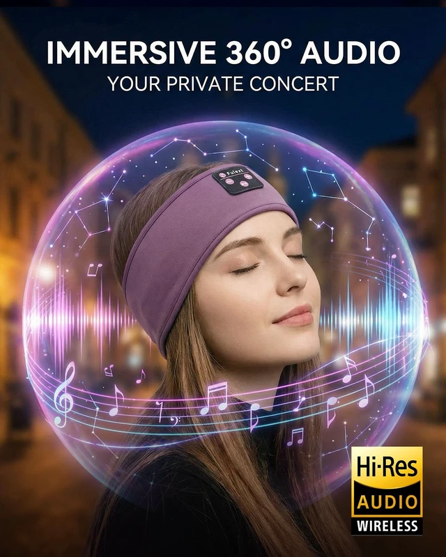 Alt view image 3 of 7 - Sleep Headphones Headband for Side Sleepers - Bluetooth Wireless Music Headband with Stereo Speakers, Sweatproof for Sports and Meditation