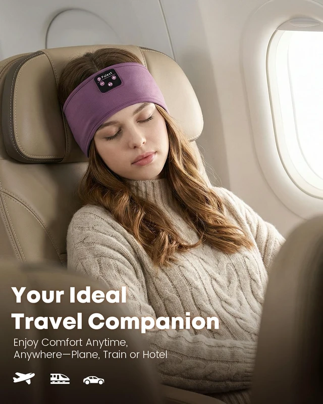 Alt view image 4 of 7 - Sleep Headphones Headband for Side Sleepers - Bluetooth Wireless Music Headband with Stereo Speakers, Sweatproof for Sports and Meditation