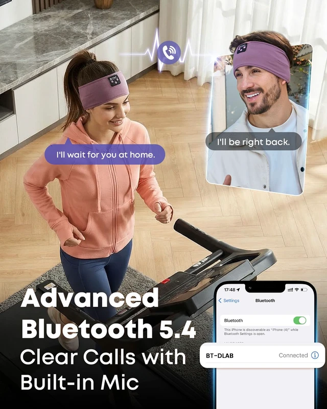 Alt view image 5 of 7 - Sleep Headphones Headband for Side Sleepers - Bluetooth Wireless Music Headband with Stereo Speakers, Sweatproof for Sports and Meditation