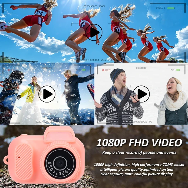 Alt view image 4 of 5 - Mini Keychain Camera, FHD 1080p 8MP Mini Digital Camera with 32GB SD Card, 8 Creative Filters, 0.96" HD Display, 100 Mins Battery Life for Decorate Travel Recording Gifts (Pink)