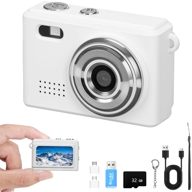 Main image of Mini Keychain Camera, FHD 1080p Mini Digital Camera with 32GB SD Card, 6 Creative Filters, 0.96" HD Display, 100 Mins Battery Life for Decorate Travel Recording Gifts (White-Modern)