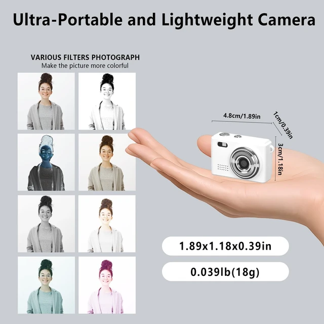 Alt view image 5 of 7 - Mini Keychain Camera, FHD 1080p Mini Digital Camera with 32GB SD Card, 6 Creative Filters, 0.96" HD Display, 100 Mins Battery Life for Decorate Travel Recording Gifts (White-Modern)