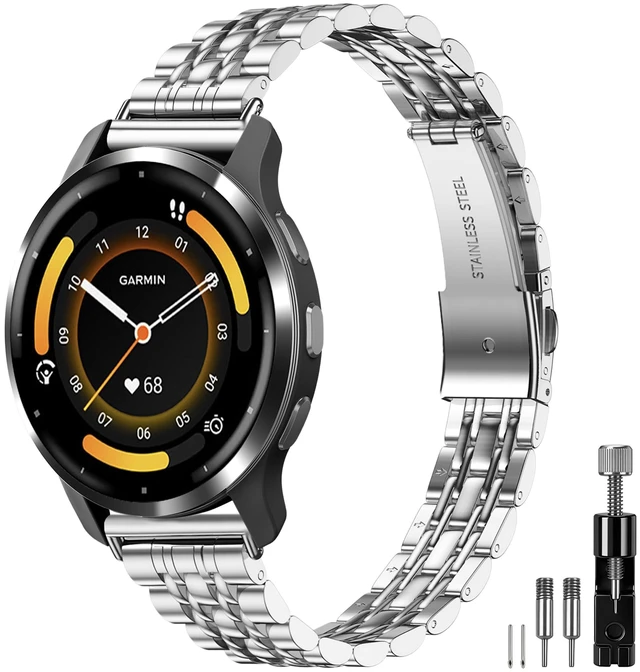 Main image of 18mm Slim Metal Band Compatible with Garmin Venu 3S 41mm/Venu 4 41mm/Venu 2S/Vivoactive 4S/Vivomove 3S/Forerunner 255S/Forerunner 265S,Stainless Steel Elegant Thin Strap Chain for Women Men