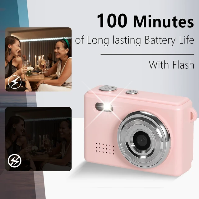 Alt view image 4 of 7 - Mini Keychain Camera, FHD 1080p Mini Digital Camera with 32GB SD Card, 6 Creative Filters, 0.96" HD Display, 100 Mins Battery Life for Decorate Travel Recording Gifts (Pink-Modern)