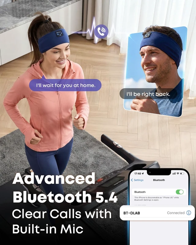 Alt view image 5 of 7 - Sleeping Headphones, Sleep Headphones Headband, Women Men Sport Headband, Long Time Play Headphone Band with Built in Speakers, Perfect for Workout, Running, Yoga, Travel, Meditation