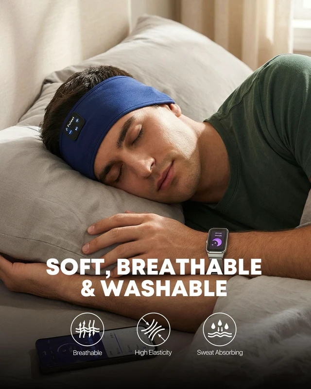 Alt view image 6 of 7 - Sleeping Headphones, Sleep Headphones Headband, Women Men Sport Headband, Long Time Play Headphone Band with Built in Speakers, Perfect for Workout, Running, Yoga, Travel, Meditation