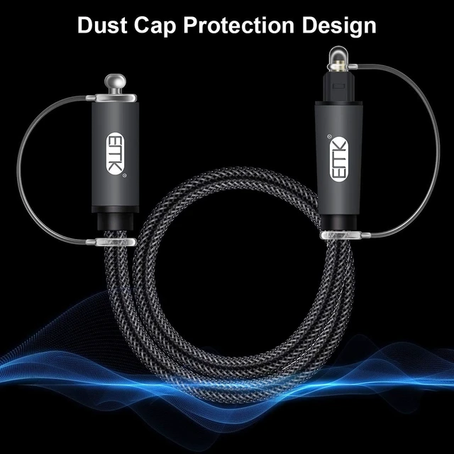 Alt view image 2 of 7 - Optical Extension Cable Male to Female Coupler Cord Nylon Braided Jacket 24K Gold-Plated Fiber Digital Extension Adapter Cable for Home Theater Sound bar TV 6.6ft