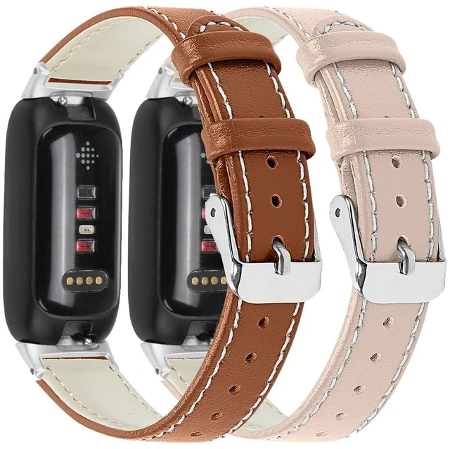 Main image of 2PACK Leather Bands Compatible for Fitbit Inspire 3 Classic Wristbands Accessories Strap Replacement Band for Fitbit Inspire 3 Fitness Tracker Women Men