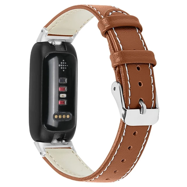 Alt view image 4 of 7 - 2PACK Leather Bands Compatible for Fitbit Inspire 3 Classic Wristbands Accessories Strap Replacement Band for Fitbit Inspire 3 Fitness Tracker Women Men