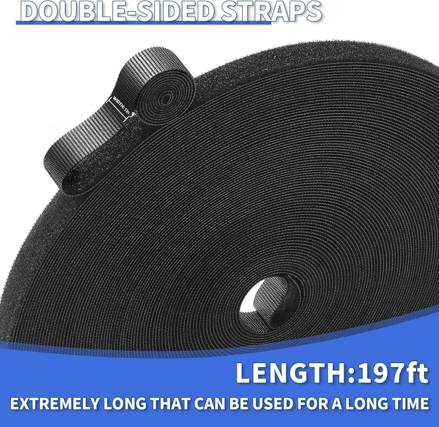 Alt view image 5 of 7 - 1/2In x 500Ft Reusable Cable Ties Hook and Loop Roll Tie Down Straps, Nylon Double-Sided Strips, Adjustable Multi-Purpose Wrap Fasteners forOffice, Home, Data Center