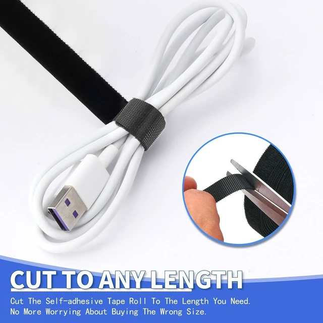 Alt view image 7 of 7 - 1/2In x 500Ft Reusable Cable Ties Hook and Loop Roll Tie Down Straps, Nylon Double-Sided Strips, Adjustable Multi-Purpose Wrap Fasteners forOffice, Home, Data Center
