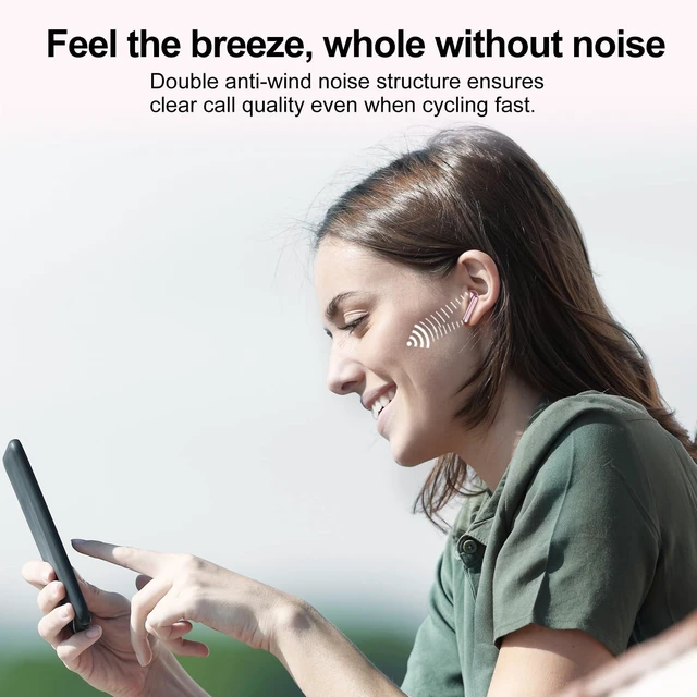Alt view image 6 of 7 - Wireless Earbuds, Bluetooth 5.4 Headphones HiFi Stereo, Bluetooth Earbuds with ENC Noise Cancelling Mic, 36H LED Display Ear Buds, IPX7 in Ear Earphones for Phone Tablet Laptop Sports, Rose Gold