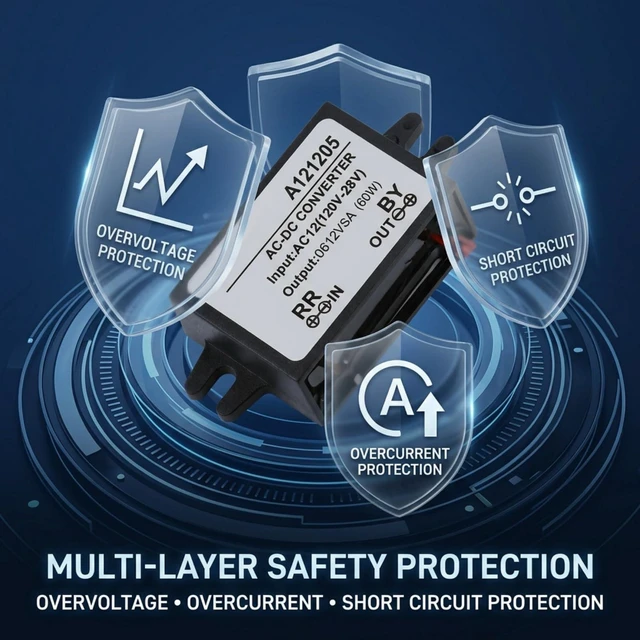 Alt view image 5 of 7 - AC to DC Converter 12V, Step Down Converter AC 10-28V to DC 12V, 5A, 60W, 3A, IP67, Automatic, Corded Electric
