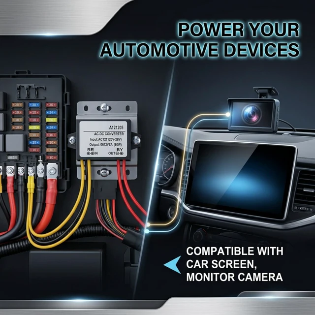 Alt view image 6 of 7 - AC to DC Converter 12V, Step Down Converter AC 10-28V to DC 12V, 5A, 60W, 3A, IP67, Automatic, Corded Electric