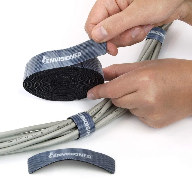 Alt view image 3 of 7 - Reusable Cable Ties 3/4" x 8" Self-Gripping Strips Ready to Use Precut Straps for Cable Management and Organizing Cords 50 Pack (Black)