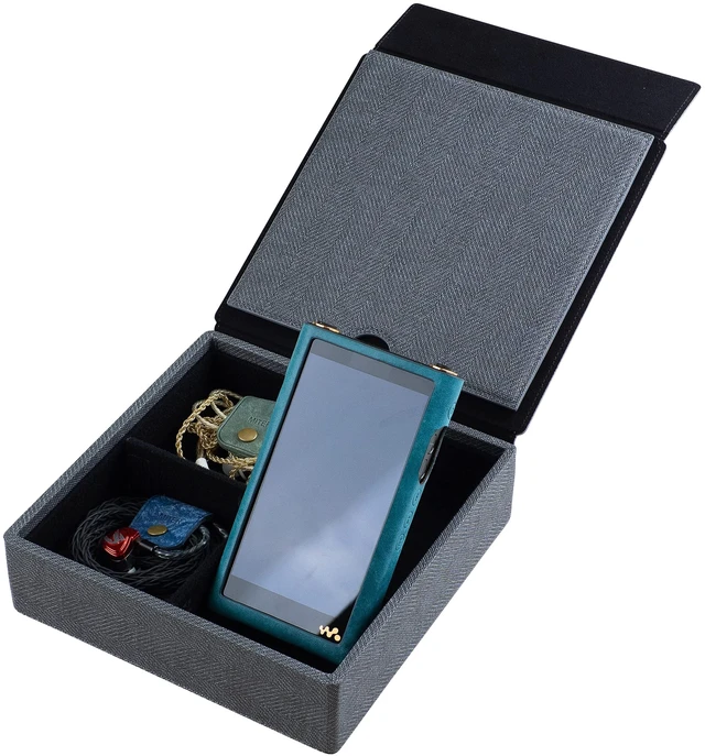 Main image of Carrying Case for 4 IEM Earphones, Handmade Italy PU Leather Hard Box for Earphones + Digital Audio Player DAP AMP DAC Storage carry cover box (4 Earphone Case-Black)