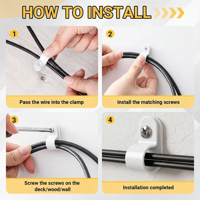 Alt view image 5 of 6 - 100 Pcs 1/2inch Rope Light Clips P-Style White Cable Clamps Outside Mounting Cable Plastic Clamps, Compatible with Stainless Steel Screw, for Wire Cord Management, Reinforced & Thickened Design