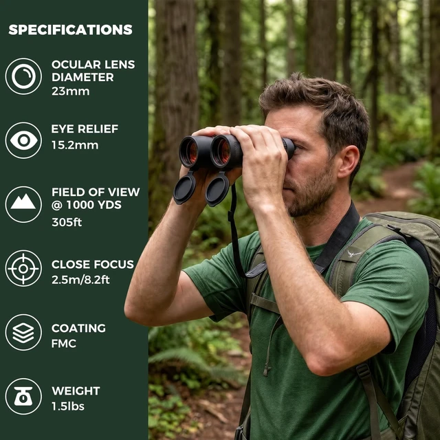 Alt view image 2 of 7 - 10x42 Binoculars with ED Glass for Adults Stable Phone Adapter included, Waterproof, Fogproof, for Bird Watching, Hunting, Hiking and Football Games