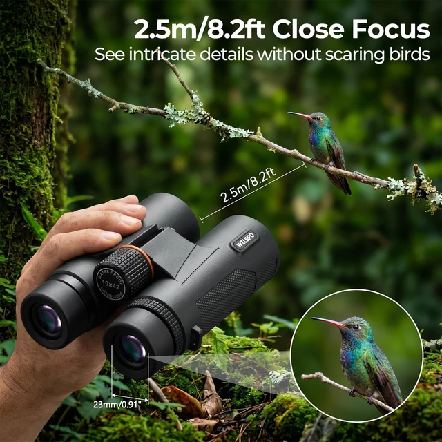 Alt view image 6 of 7 - 10x42 Binoculars with ED Glass for Adults Stable Phone Adapter included, Waterproof, Fogproof, for Bird Watching, Hunting, Hiking and Football Games