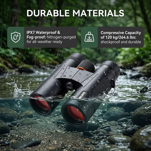 Alt view image 7 of 7 - 10x42 Binoculars with ED Glass for Adults Stable Phone Adapter included, Waterproof, Fogproof, for Bird Watching, Hunting, Hiking and Football Games