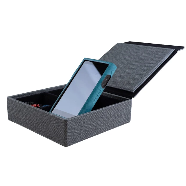 Alt view image 5 of 7 - Carrying Case for 4 IEM Earphones, Handmade Italy PU Leather Hard Box for Earphones + Digital Audio Player DAP AMP DAC Storage carry cover box (4 Earphone Case-Black)