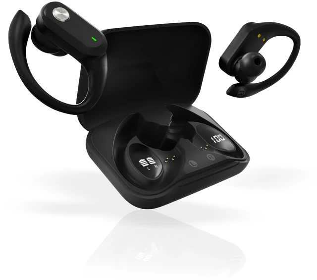 Alt view image 3 of 7 - Wireless Earbuds Bluetooth 5.3 Headphones Sport Sweat Resistant Sports Earphones with Earhooks,48H Playtime,Lightweight 7.8g,Fast Charging Case,Noise Cancelling Mic for Running Gym Workout-Black