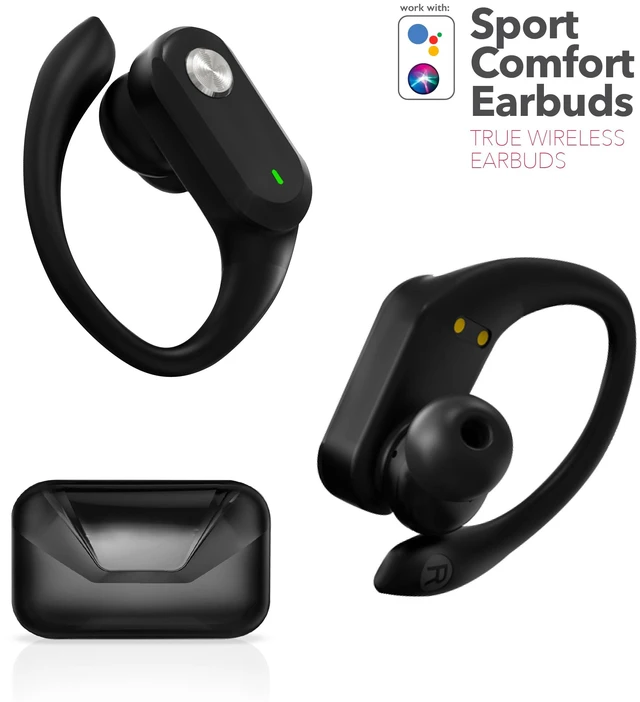 Alt view image 5 of 7 - Wireless Earbuds Bluetooth 5.3 Headphones Sport Sweat Resistant Sports Earphones with Earhooks,48H Playtime,Lightweight 7.8g,Fast Charging Case,Noise Cancelling Mic for Running Gym Workout-Black