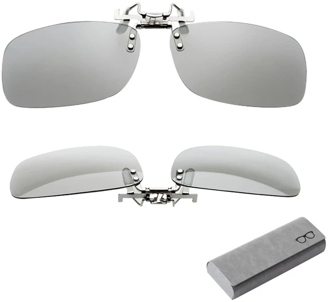 Main image of RealD 3D Glasses Clip On (2 Pack), 3D Glasses for Glasses Wearers Movies at Home, 3D Viewing Glasses with Durable Metal Clip & Hard Box