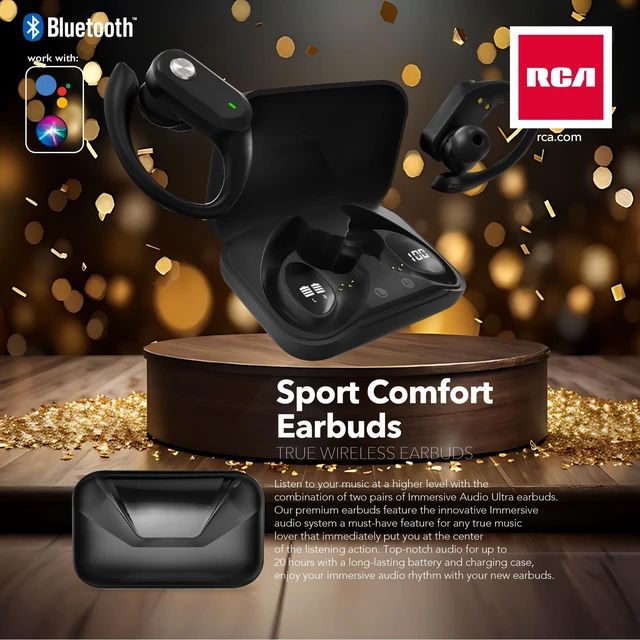 Alt view image 7 of 7 - Wireless Earbuds Bluetooth 5.3 Headphones Sport Sweat Resistant Sports Earphones with Earhooks,48H Playtime,Lightweight 7.8g,Fast Charging Case,Noise Cancelling Mic for Running Gym Workout-Black