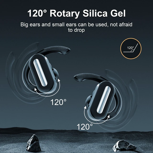Alt view image 2 of 7 - Wireless Earbuds SP36 Sports with Earhooks, Bluetooth 5.4, Hi-Fi Stereo Sound, LED Display, Long-Lasting Battery Life, Waterproof Sport Headphones Compatible with Android/iOS (Black)