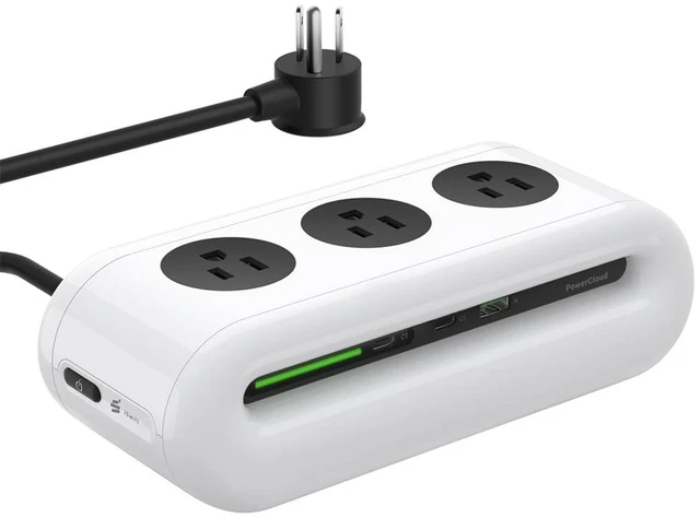 Main image of 65W Charging Station, USB Ports Power Strip, 6 Port Charging Station Surge Protector with 3 AC, 2 USB C, 1 USB A, 5ft Extension Cord, Power Delivery for Home, Office, Conference Rooms, Desk Accessory