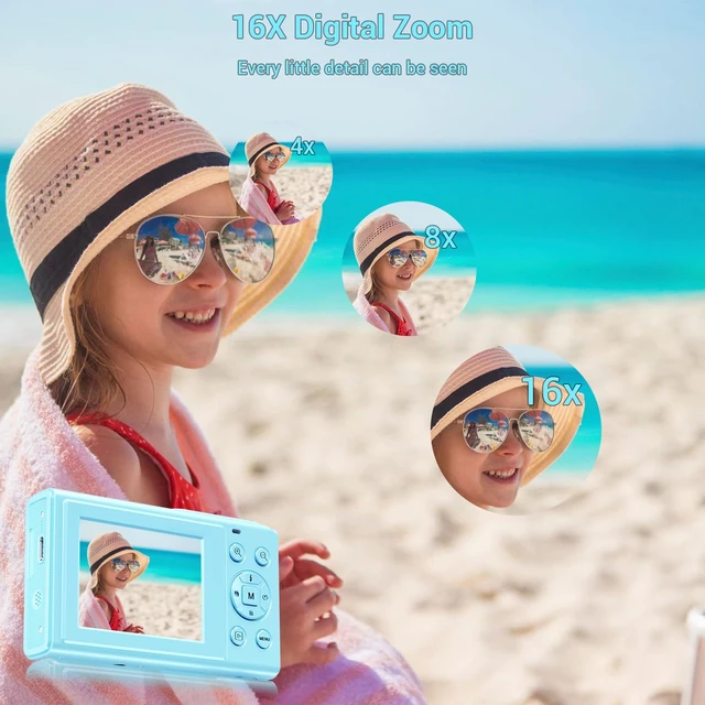 Alt view image 6 of 7 - Digital Camera, 4K 44MP Autofocus Point and Shoot Camera with 16X Zoom 2.4" LCD Portable Compact Camera for Kids Teens Boys Girls Adults