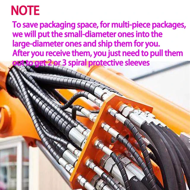 Alt view image 3 of 5 - 2Pcs Spiral Wrap Cable Protector 1.58in +2in OD x 10ft Pre-Cut Lengths Safe Hose Protector to Avoid Wear Extend Life for Hydraulic Pneumatic Hose