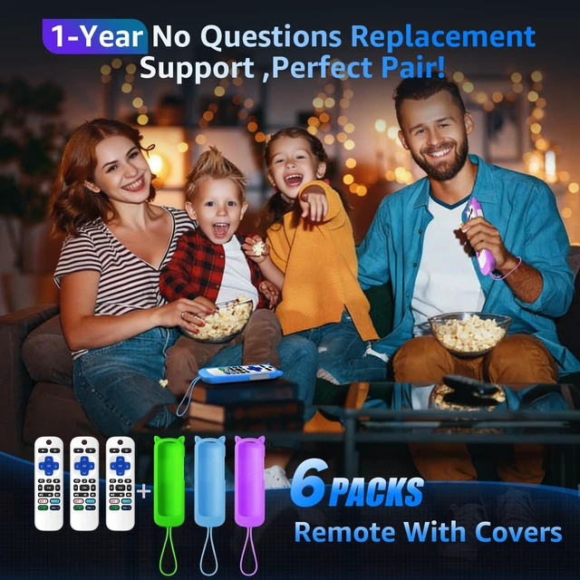 Alt view image 7 of 7 - (Pack of 3) Replacement Remote Only for Roku TV with Soft Remote Cover Universal Remote for TCL/Onn/Hisense/Sharp/Element/Philips Roku Smart TV (Elegant White)Not for Roku Stick, Box,Speaker