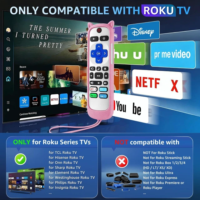 Alt view image 2 of 7 - (Pack of 3) Replacement Remote Only for Roku TV with Soft Remote Cover Universal Remote for TCL/Onn/Hisense/Sharp/Element/Philips Roku Smart TV (Elegant White)Not for Roku Stick, Box,Speaker