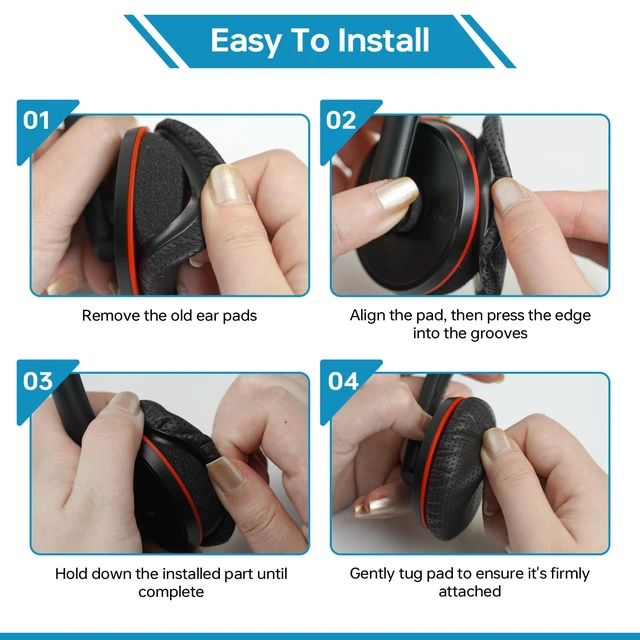 Alt view image 7 of 7 - Ear Pads for Poly Headset, Replacement Ear Cushion Cover for Plantronics Blackwire 3320 3325 C310 C320 C3210 C3220 C3225, Cushions Ear Pads Cover for Jabra PRO 920 930 935 9450 9460 (2 PCs)