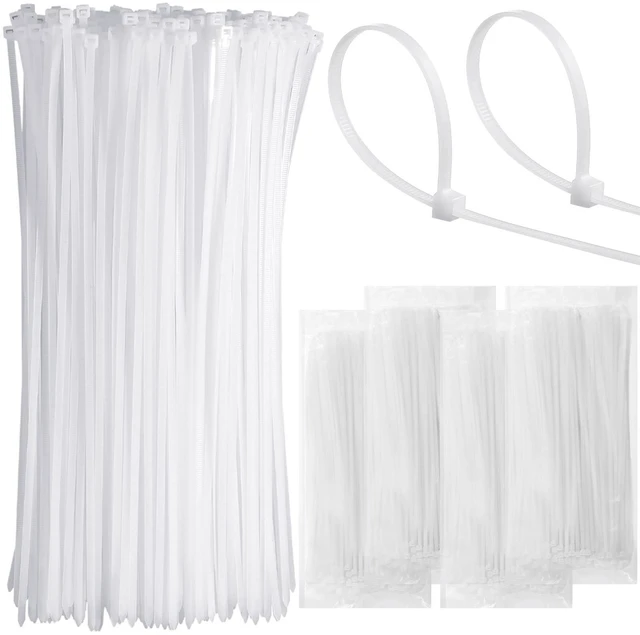 Main image of 1000 Pcs 14 in Zip Ties Heavy Duty Plastic Wire Ties, White Self Locking Wraps, 14 Inch Cable Ties for Wire Management, Indoor Outdoor Use, 49 lb Tensile Strength, UV Protection