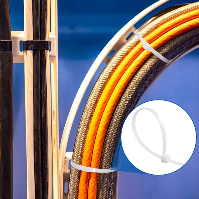 Alt view image 4 of 7 - 1000 Pcs 14 in Zip Ties Heavy Duty Plastic Wire Ties, White Self Locking Wraps, 14 Inch Cable Ties for Wire Management, Indoor Outdoor Use, 49 lb Tensile Strength, UV Protection