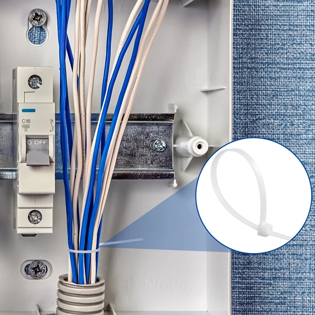 Alt view image 6 of 7 - 1000 Pcs 14 in Zip Ties Heavy Duty Plastic Wire Ties, White Self Locking Wraps, 14 Inch Cable Ties for Wire Management, Indoor Outdoor Use, 49 lb Tensile Strength, UV Protection