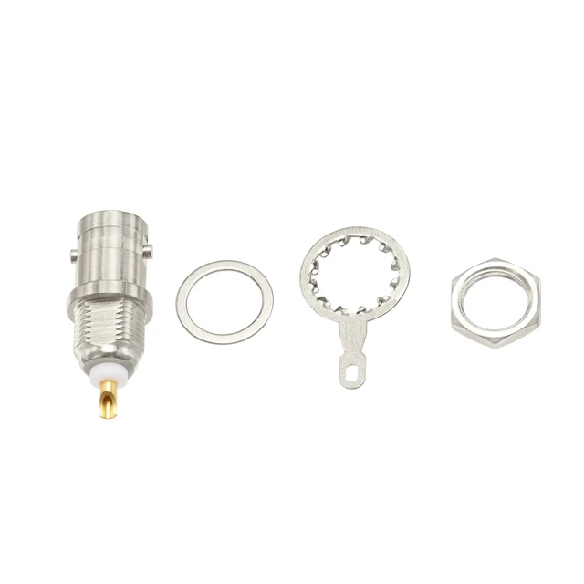 Alt view image 4 of 6 - BNC Female Connector BNC Chassis Panel Mount Solder Nut Bulkhead RF Connector for Monitor Equipment RG58 RG59 RG6 RF Coaxial Cable Welding Machine Parts 5Pcs