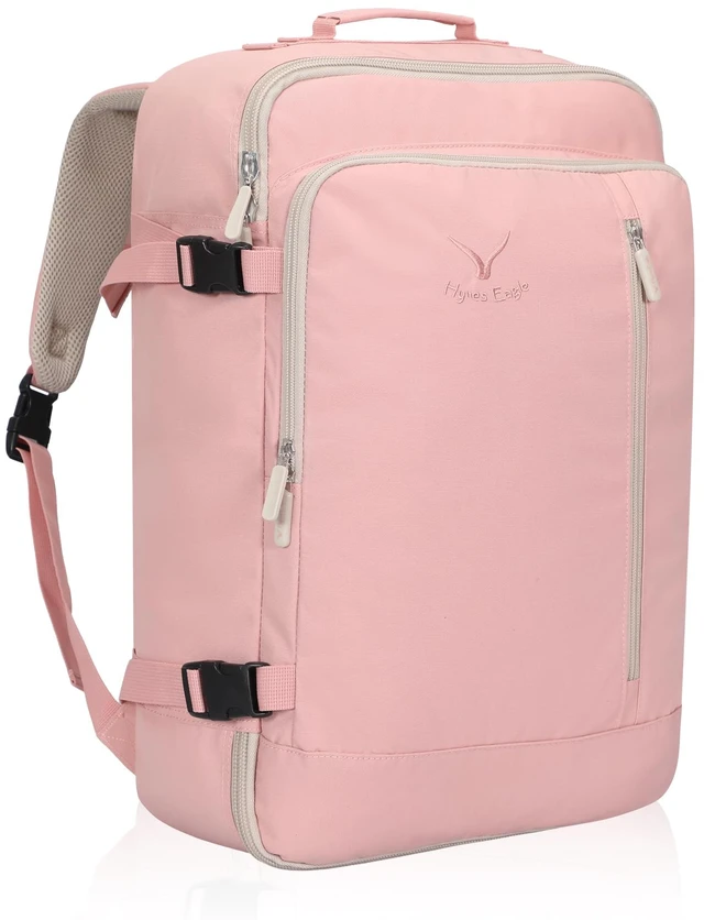 Main image of 38L Flight Approved Backpack Carry On Travel Bag for Men Women Light Pink Large Weekender Cabin Luggage,Padded 15" Laptop Sleeve,Convertible Overnight Duffel,9 Organized Pockets