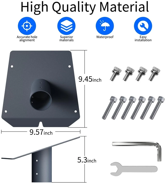 Alt view image 3 of 6 - Starlink Performance Gen 3 Pipe Adapter,Heavy Duty Stainless Steel Starlink Performance Roof Flat Mount Kit,Starlink V3 Pole Wedge Mounting Kit,Fits Boat, RV for Extreme Climates