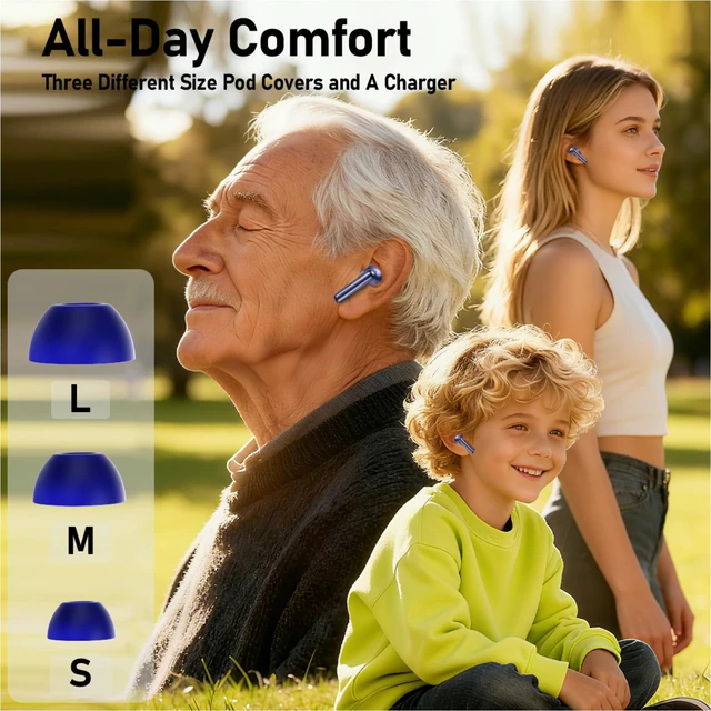 Alt view image 3 of 7 - Wireless Earbuds 2 Pack, ANC in-Ear Bluetooth Headphones, Big Bass Durable, Lightweight Design for Noisy Factories, Gym, and Travel, 60 Hour Long Playtime (Purple)