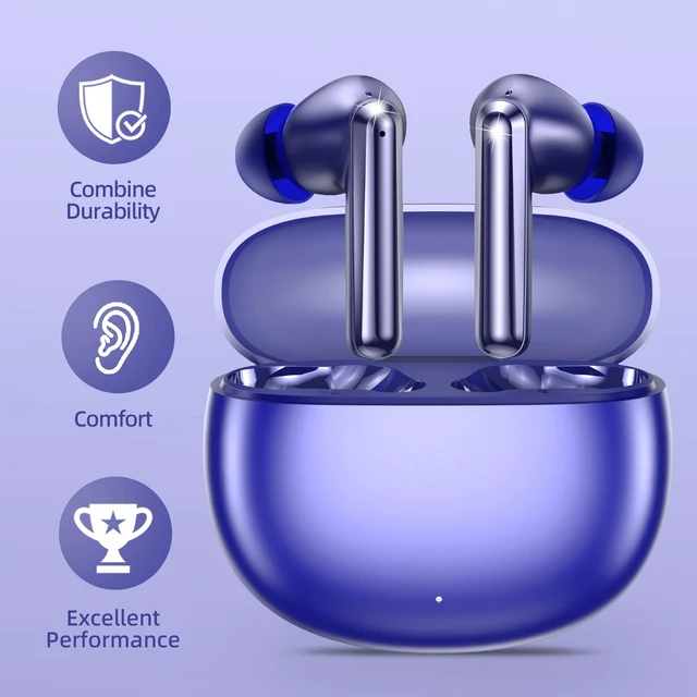 Alt view image 7 of 7 - Wireless Earbuds 2 Pack, ANC in-Ear Bluetooth Headphones, Big Bass Durable, Lightweight Design for Noisy Factories, Gym, and Travel, 60 Hour Long Playtime (Purple)