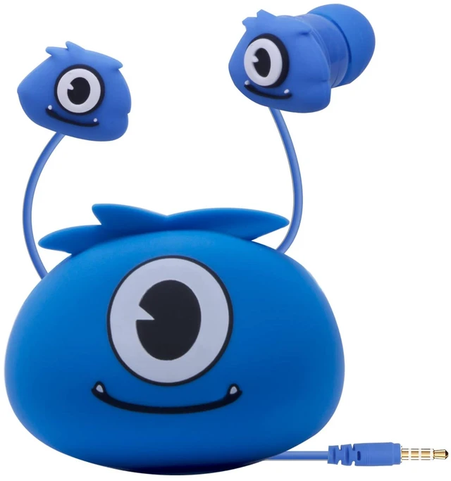 Main image of Kids Earbuds with Storage Case for Back to School, Earbuds for Kids In-Ear Headphones of Electronics Wired 3.5mm with Mic Microphone, Lovely Gifts for School Girls and Boys (Monster, Blue)