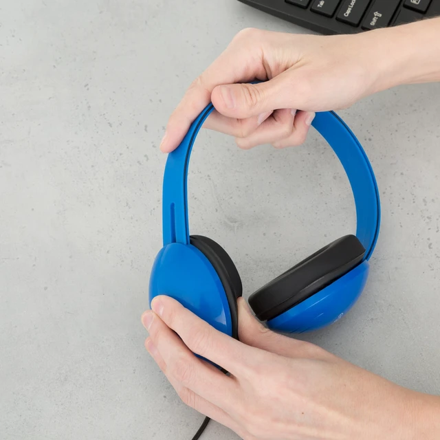 Alt view image 4 of 7 - Heavy-Duty Kids Headphone with Tri-Shield Chew-Resistant Cord, Adjustable Headband, Padded Ear Cushions, and Storage Bag
